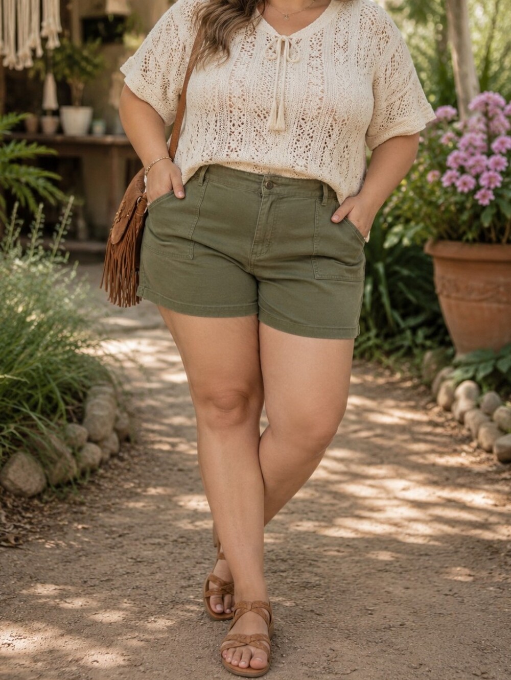 NWT Levi's Plus Size Olive Green Utility Shorts 100% Cotton Mid-Thigh Cinch